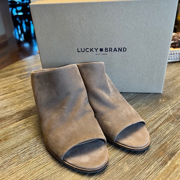 Lucky Brand LK-Organza Mule Block Heel Open Toe Leather Slides Size  8M - Picture 1 of 7
